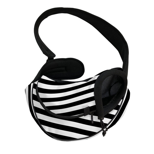 Black And White Striped Pattern Print Pet Sling Carrier