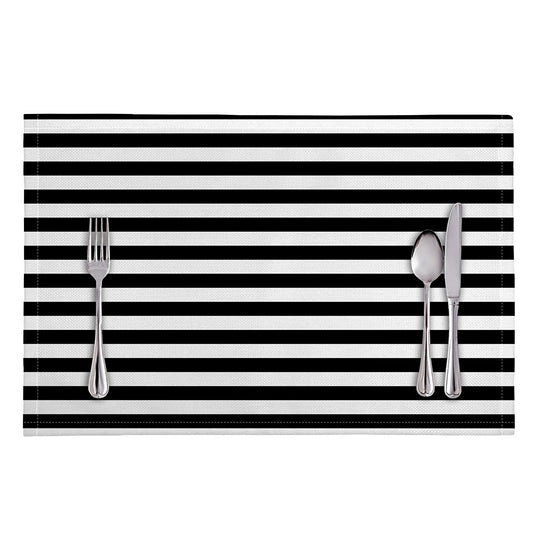 Black And White Striped Pattern Print Placemat