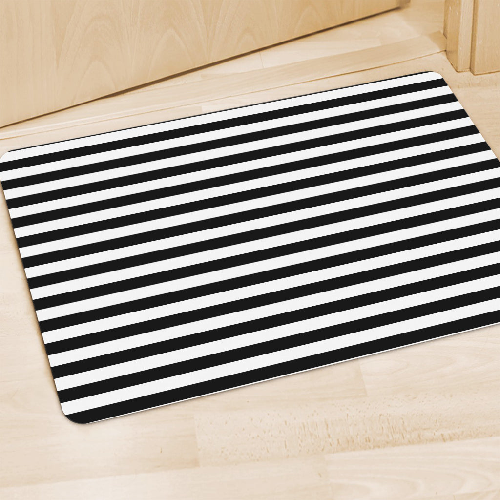 Black And White Striped Pattern Print Polyester Doormat