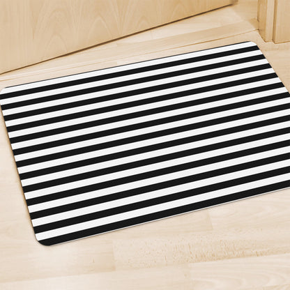 Black And White Striped Pattern Print Polyester Doormat