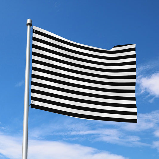 Black And White Striped Pattern Print Polyester Flag