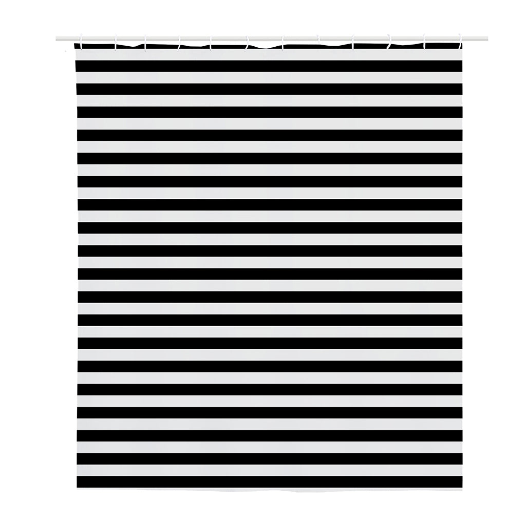 Black And White Striped Pattern Print Polyester Shower Curtain