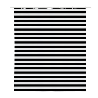 Black And White Striped Pattern Print Polyester Shower Curtain