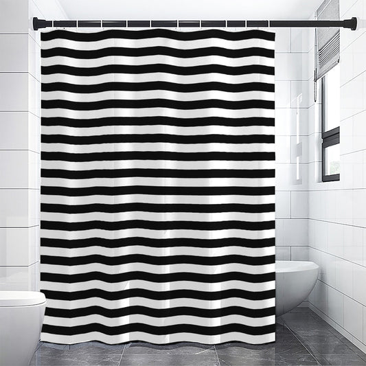 Black And White Striped Pattern Print Premium Shower Curtain