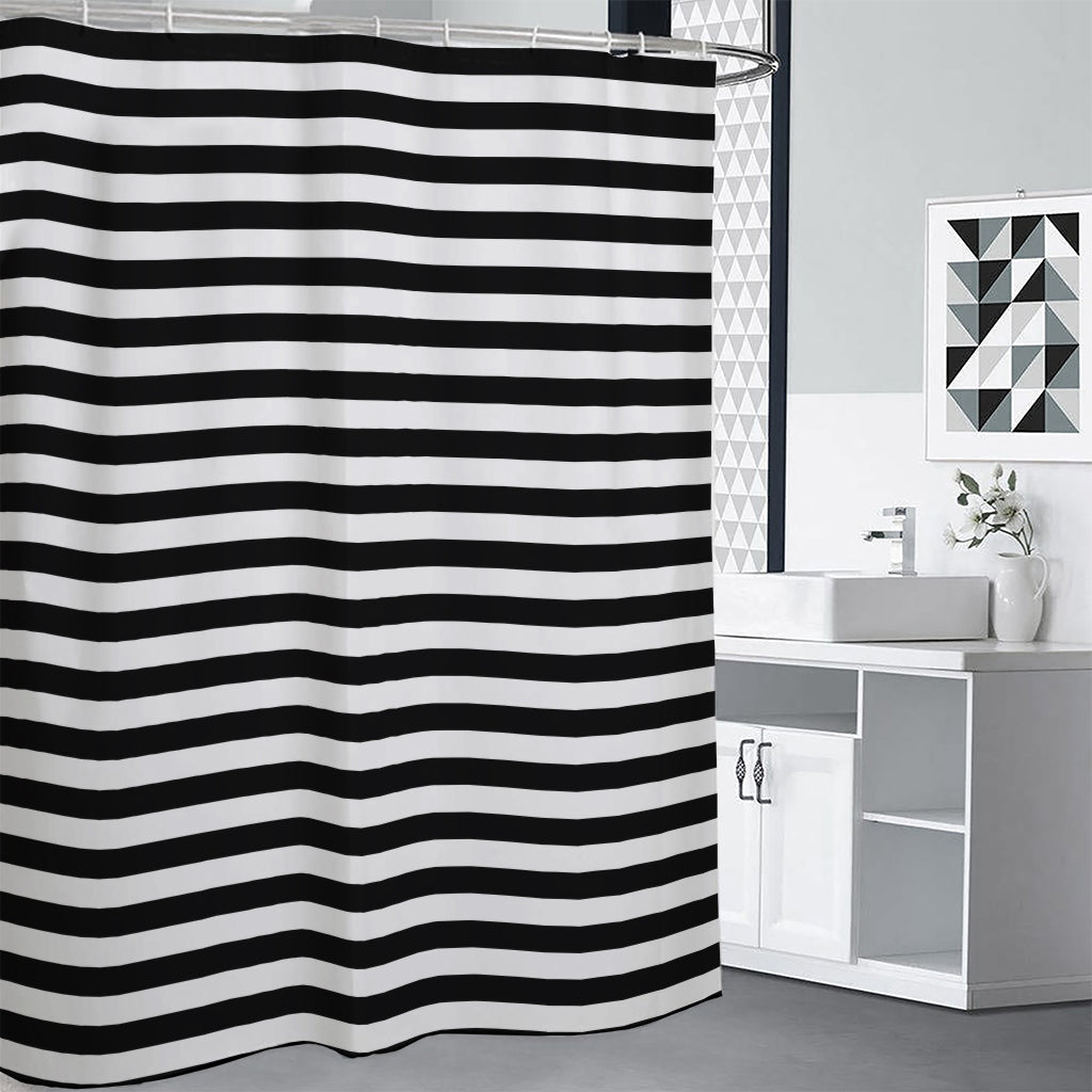 Black And White Striped Pattern Print Premium Shower Curtain