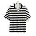 Black And White Striped Pattern Print Rayon Hawaiian Shirt