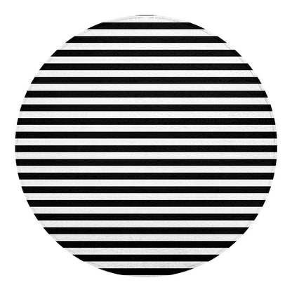 Black And White Striped Pattern Print Round Blanket