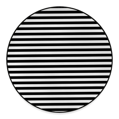 Black And White Striped Pattern Print Round Floor Mat