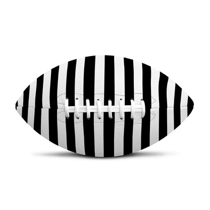Black And White Striped Pattern Print Rugby Ball