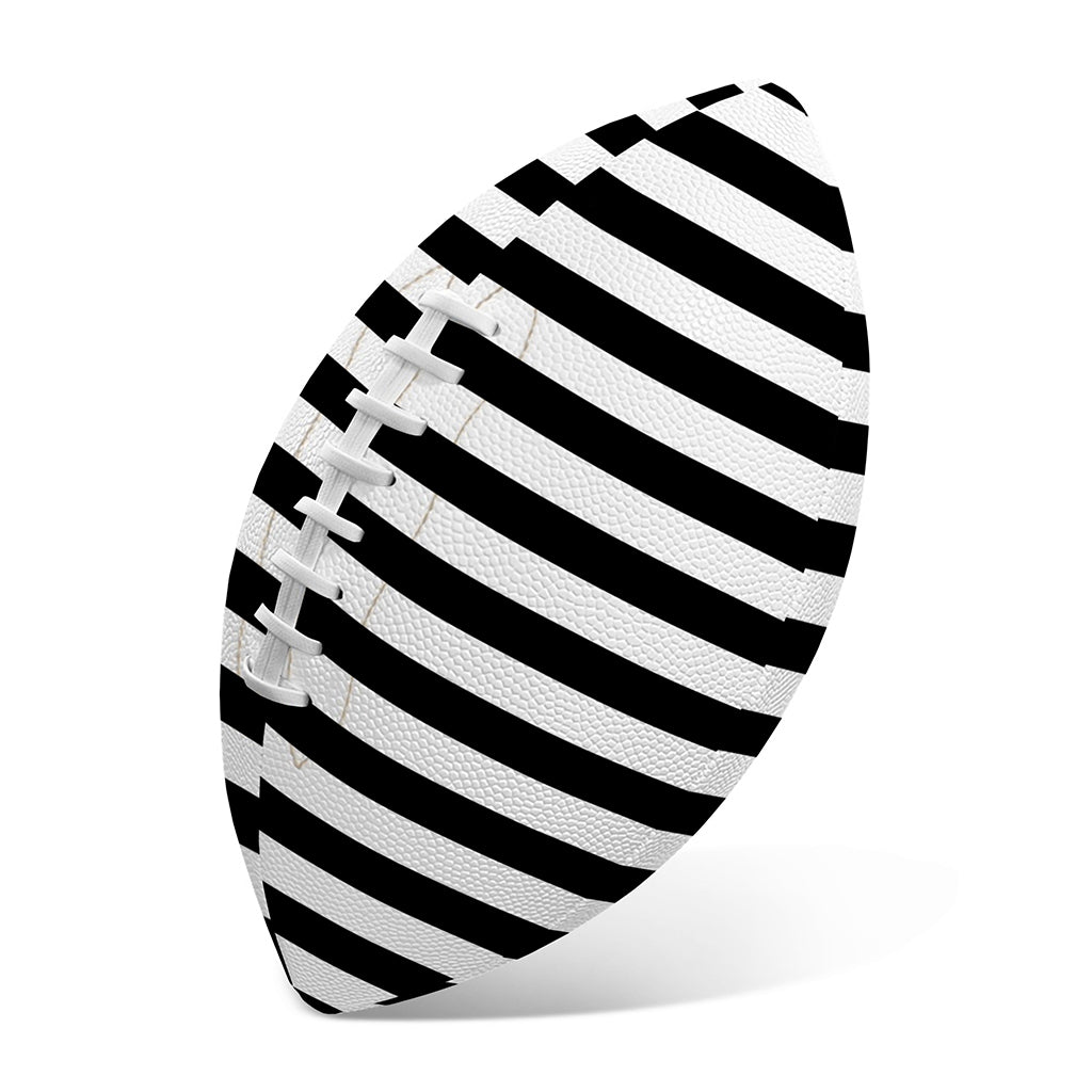 Black And White Striped Pattern Print Rugby Ball