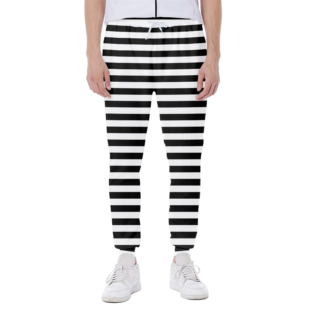 Black And White Striped Pattern Print Scuba Joggers