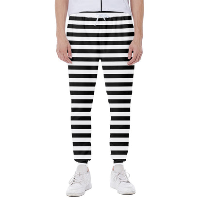 Black And White Striped Pattern Print Scuba Joggers