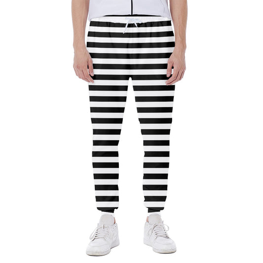Black And White Striped Pattern Print Scuba Joggers