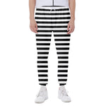 Black And White Striped Pattern Print Scuba Joggers