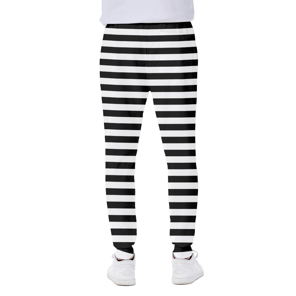 Black And White Striped Pattern Print Scuba Joggers