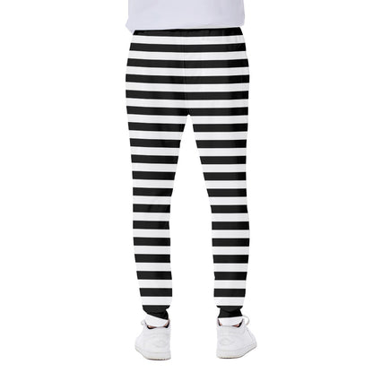 Black And White Striped Pattern Print Scuba Joggers