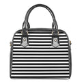 Black And White Striped Pattern Print Shoulder Handbag