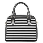 Black And White Striped Pattern Print Shoulder Handbag