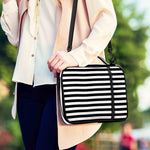 Black And White Striped Pattern Print Shoulder Strap Bible Bag