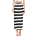 Black And White Striped Pattern Print Side Slit Maxi Skirt