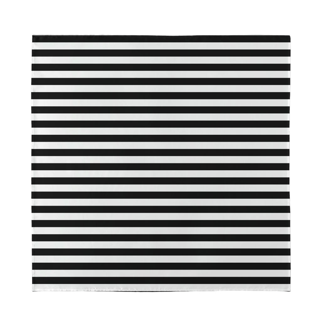 Black And White Striped Pattern Print Silk Bandana