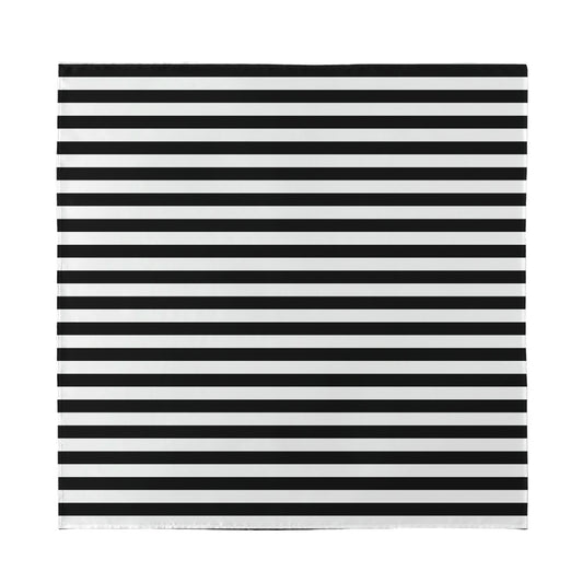 Black And White Striped Pattern Print Silk Bandana