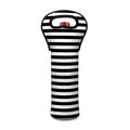 Black And White Striped Pattern Print Single Neoprene Wine Tote