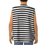 Black And White Striped Pattern Print Sleeveless Baseball Jersey