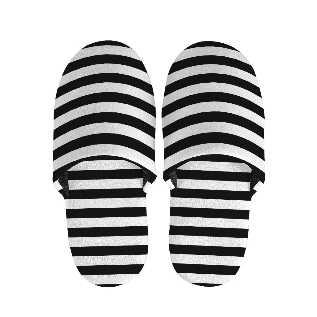 Black And White Striped Pattern Print Slippers