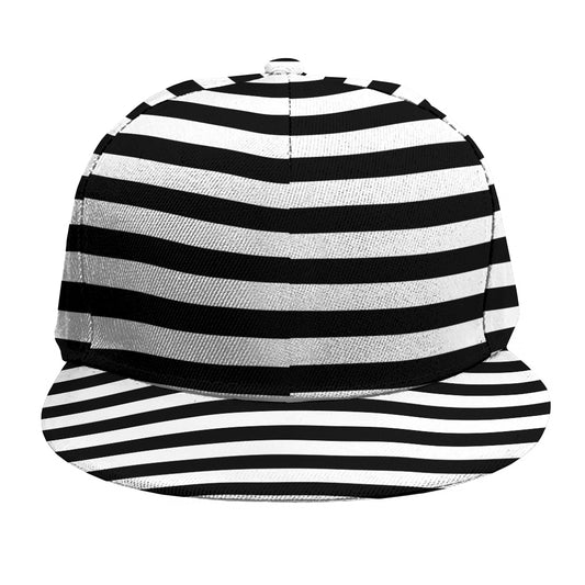 Black And White Striped Pattern Print Snapback Cap