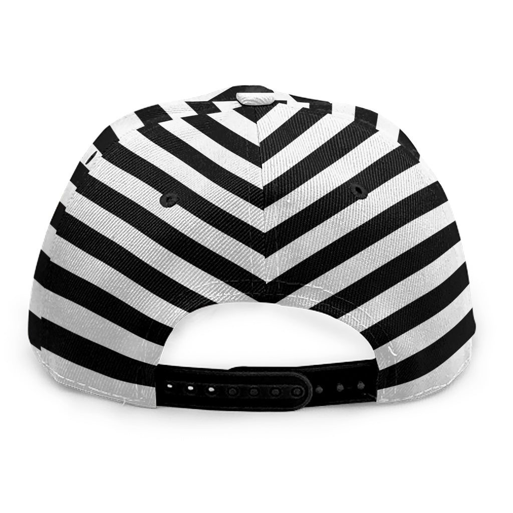 Black And White Striped Pattern Print Snapback Cap