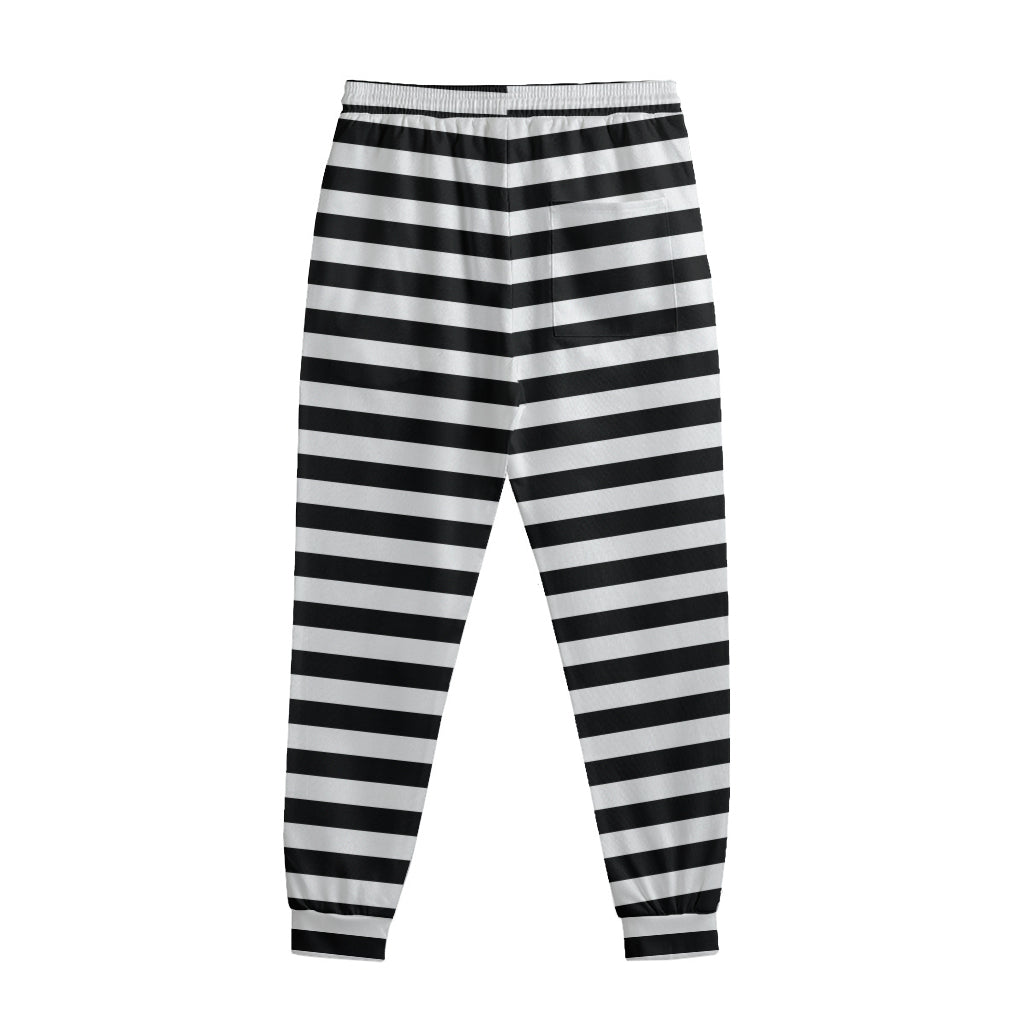 Black And White Striped Pattern Print Sweatpants