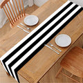 Black And White Striped Pattern Print Table Runner