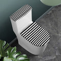 Black And White Striped Pattern Print Toilet Lid And Tank Cover Set