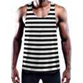 Black And White Striped Pattern Print Men's Workout Tank Top