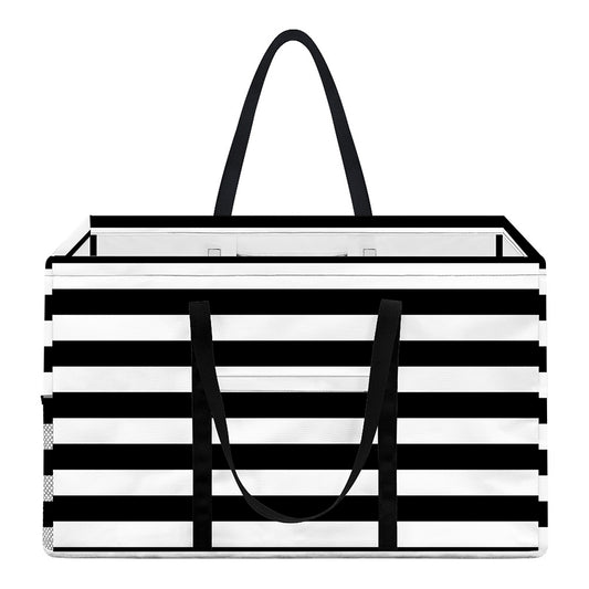 Black And White Striped Pattern Print Utility Tote Bag