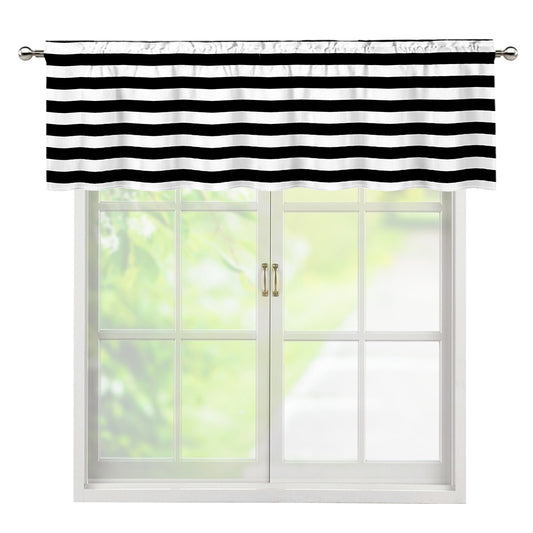Black And White Striped Pattern Print Window Valance