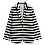 Black And White Striped Pattern Print Women's Blazer