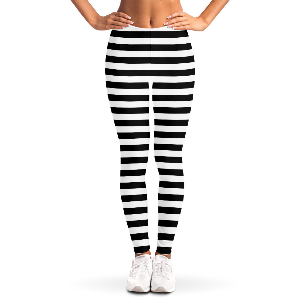 Black And White Striped Pattern Print Women's Leggings