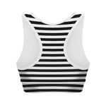 Black And White Striped Pattern Print Women's Sports Bra