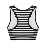 Black And White Striped Pattern Print Women's Sports Bra