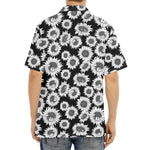 Black And White Sunflower Pattern Print Aloha Shirt