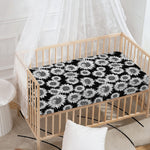 Black And White Sunflower Pattern Print Baby Crib Sheet