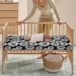Black And White Sunflower Pattern Print Baby Crib Sheet
