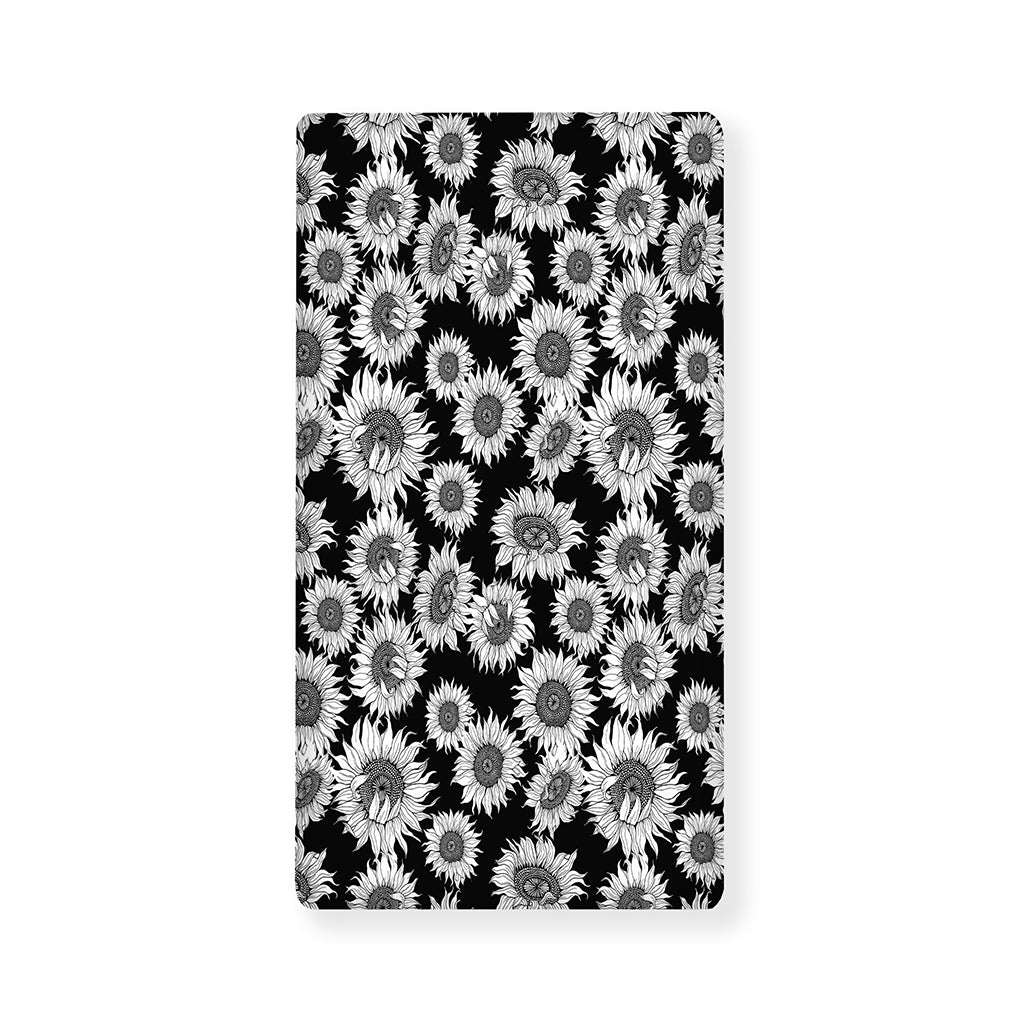 Black And White Sunflower Pattern Print Baby Crib Sheet