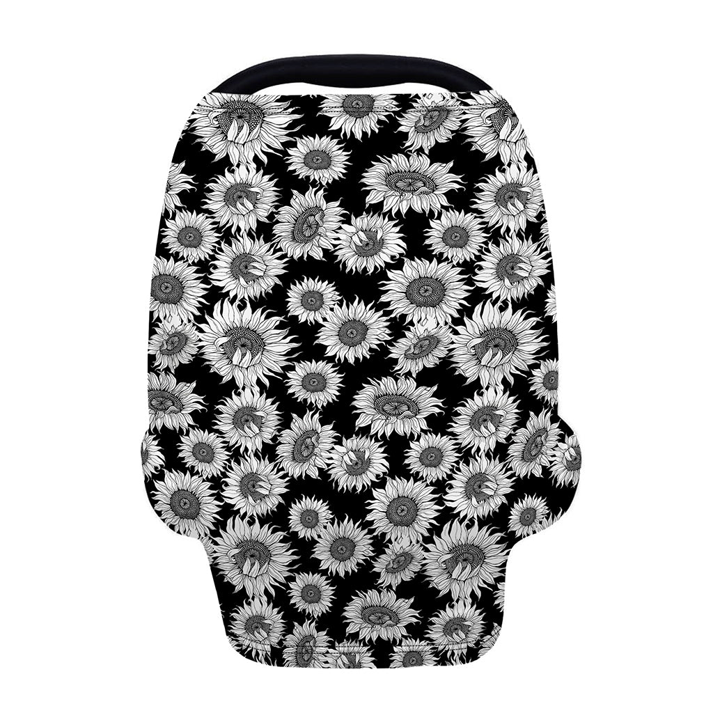 Black And White Sunflower Pattern Print Baby Seat Cover