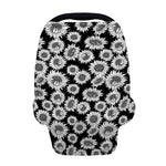 Black And White Sunflower Pattern Print Baby Seat Cover
