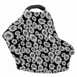 Black And White Sunflower Pattern Print Baby Seat Cover