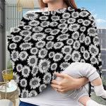 Black And White Sunflower Pattern Print Baby Seat Cover