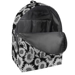 Black And White Sunflower Pattern Print Backpack